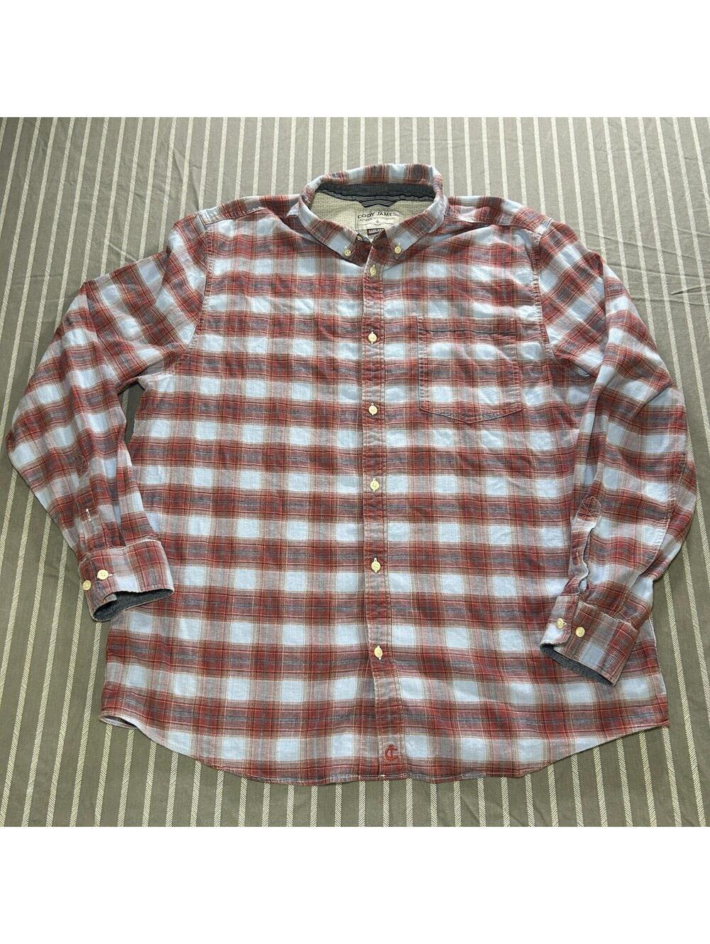 Cody James men's long-sleeve plaid button-down western shirt Size 2XL